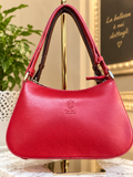 Borsa a spalla da donna in vera pelle rossa, Made in Italy – elegante con manici regolabili