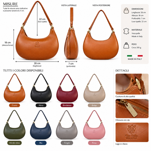 Borsa a Spalla in Pelle Color Cognac – Eleganza Italiana